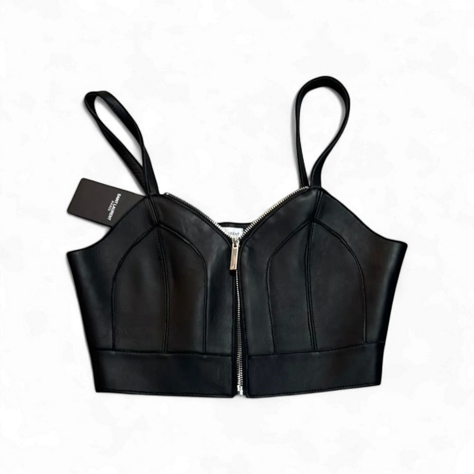 Кожаный топ YSL
