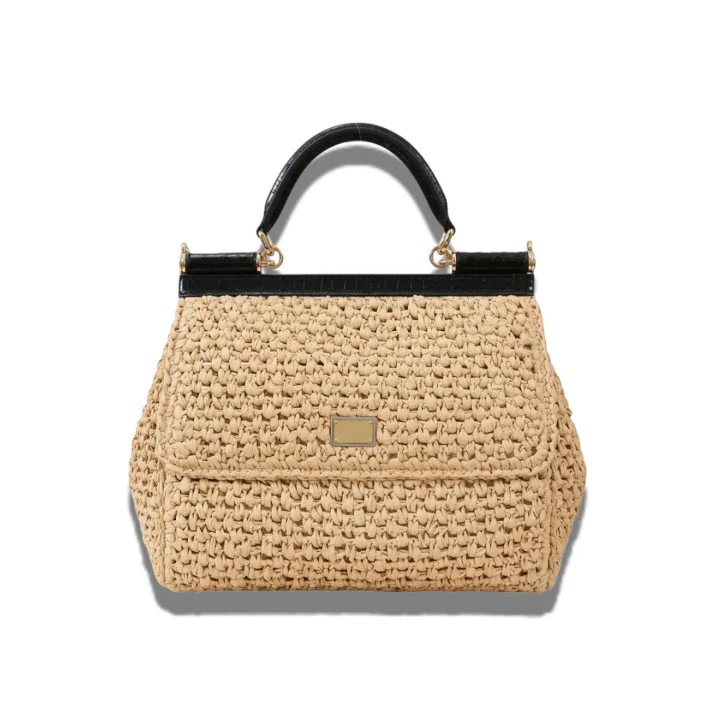 Сумка DOLCE GABBANA Woven raffia Sicily (25 см)