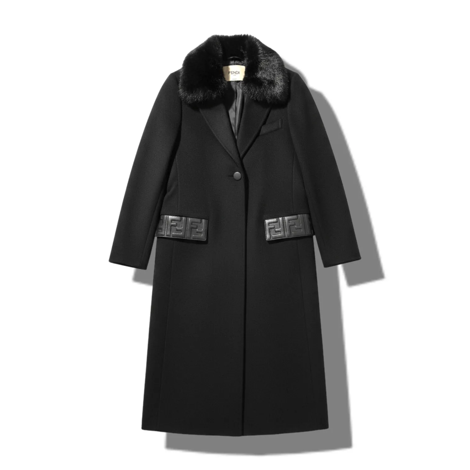Пальто с вставками натуральной кожи FENDI