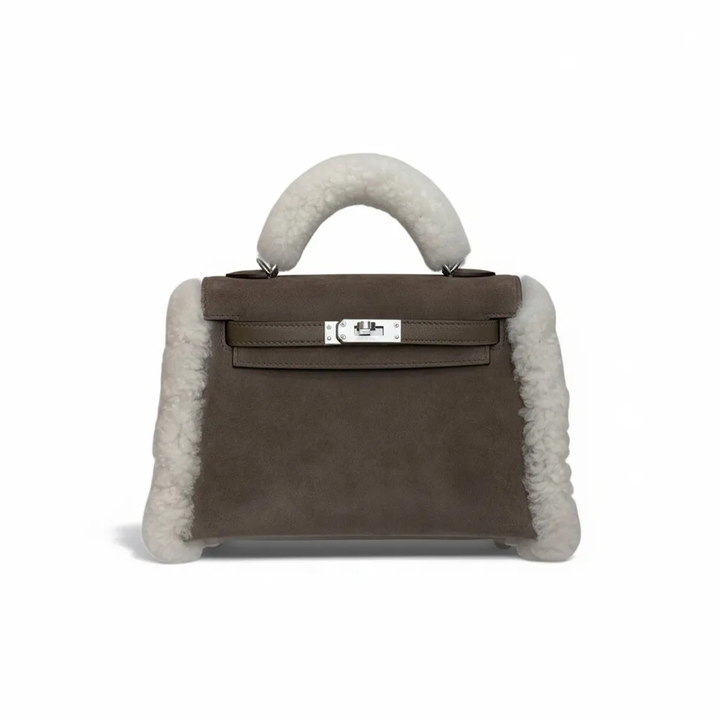 Сумка HERMES Kelly mini мех замша (20 см)