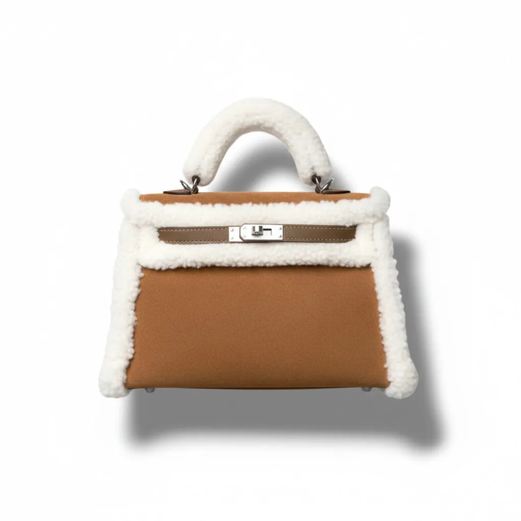 Сумка HERMES Kelly mini мех замша (20 см)