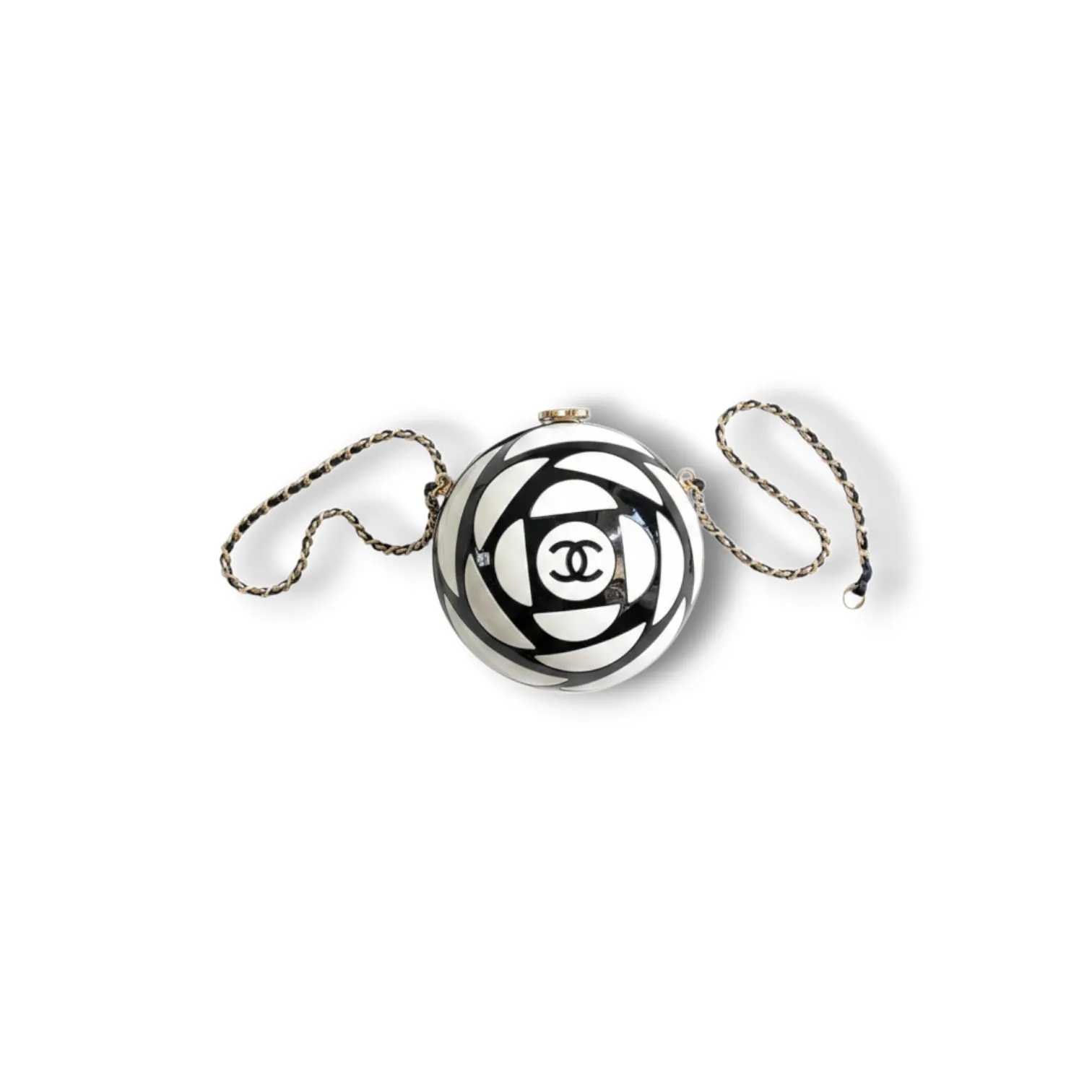 Клатч CHANEL Runway Black and White Resin Camellia Sphere Minaudiere (14 см)