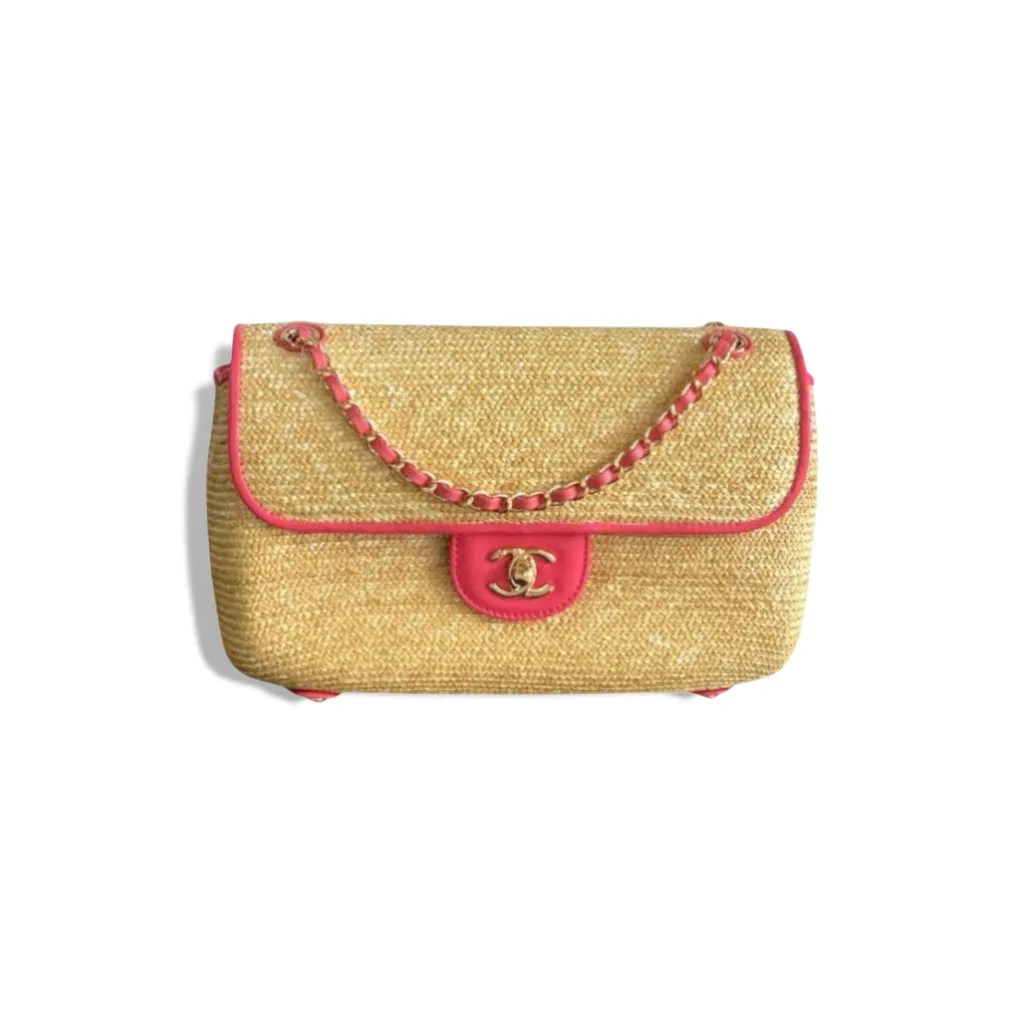 Сумка CHANEL Braided Raffia & Calfskin Flap (20 см)