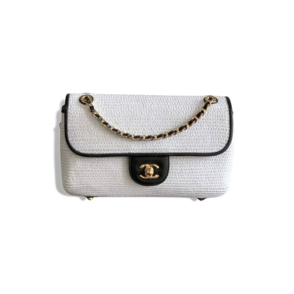 Сумка CHANEL Braided Raffia & Calfskin Flap (20 см)