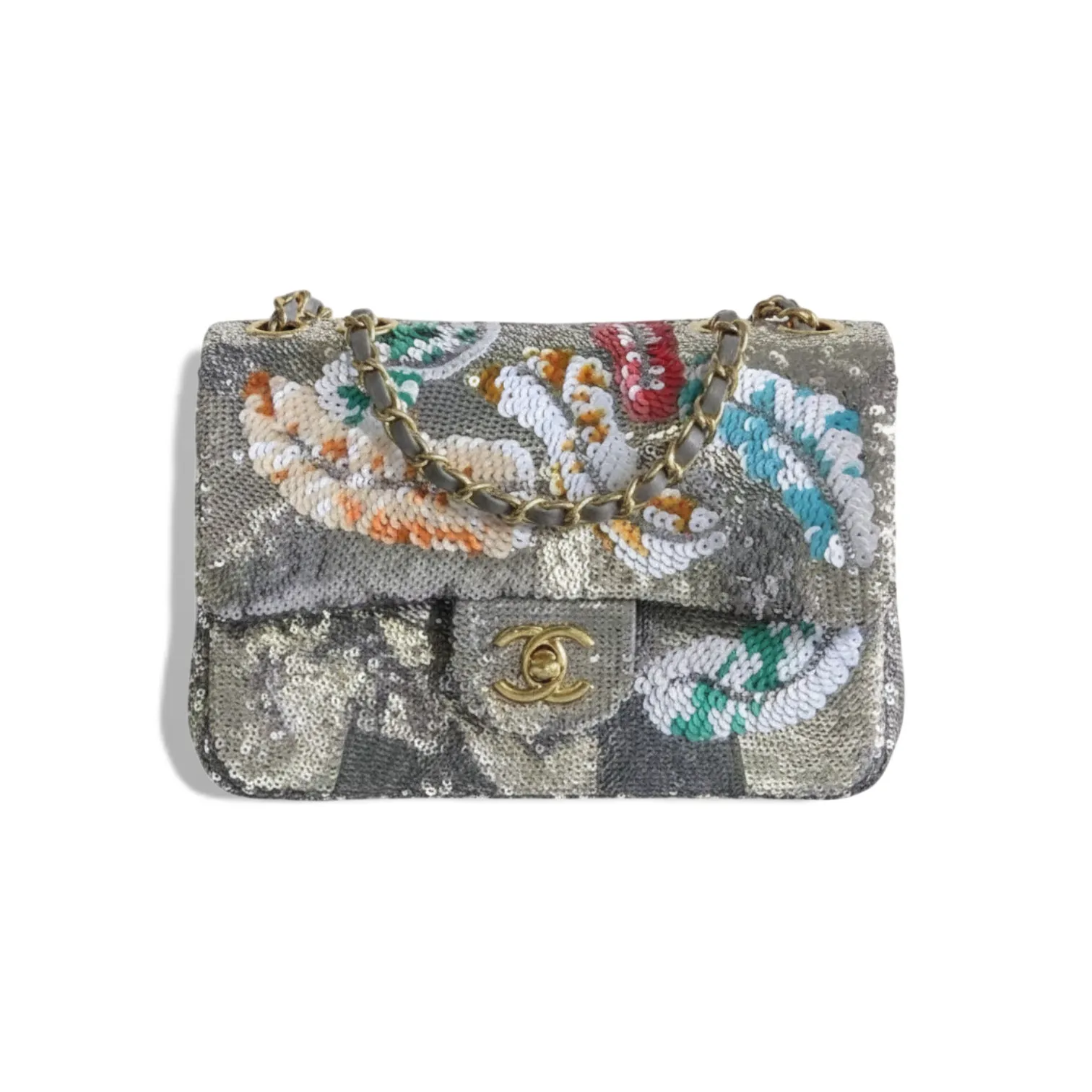 Сумка CHANEL Sequin Multicolor Camellia Flap (25 см)