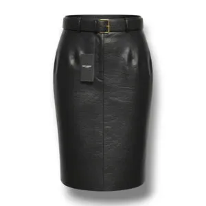 Кожаная юбка YSL