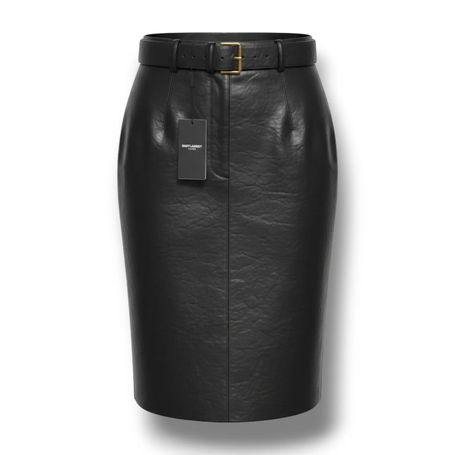 Кожаная юбка YSL